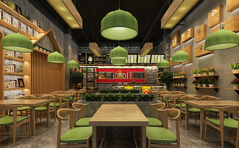 田园风格快餐店装修效果图