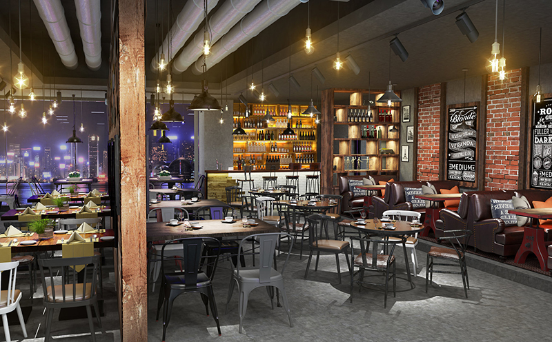 工业风格快餐店装修效果图