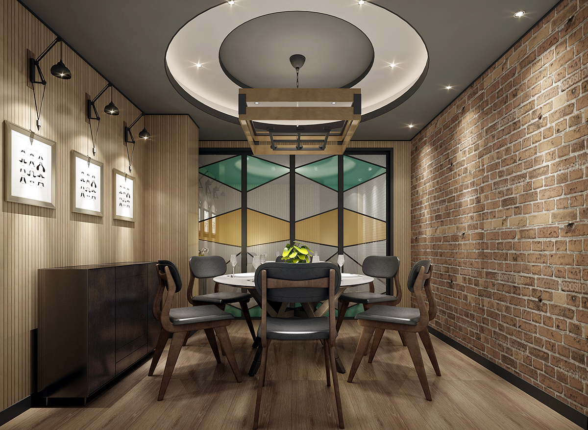 北欧风格餐厅包间设计效果图