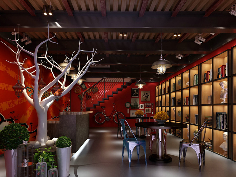 宁静的书吧装修效果图