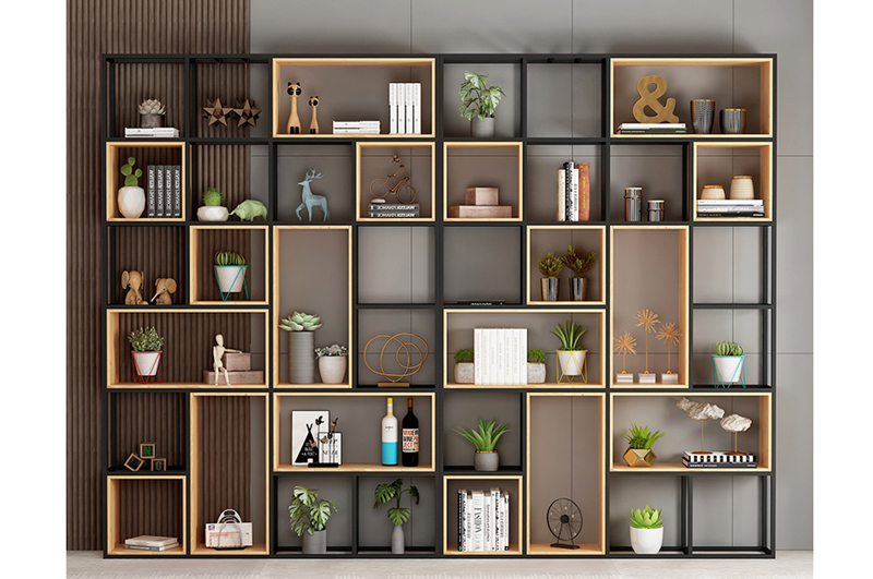 办公室钢木置物架装修隔断图片