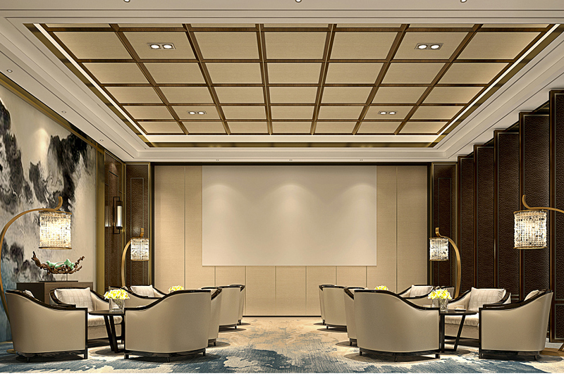 中式风格办公室会议室装修效果图